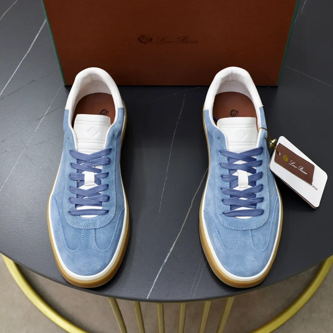 Men's Men's Shoes💰540💰••New Products•• LoroPian*_Noyo-Pianya New men's casual moral training sneakers, LP lace-up casual shoes!  Made of original imported soft cowhide and suede fabric, it highlights the sporty style. The heel is decorated with logo embossing and the original molding. The raw rubber translucent sole combined with the color welt adds a sense of modernity to the shoe. The shoe is overall refreshing and easy to match with style. It has a full cowhide lining for the feet. The original box packaging at the counter comes with wooden balls and a dust bag! Size: 38-44 (.45 customized)